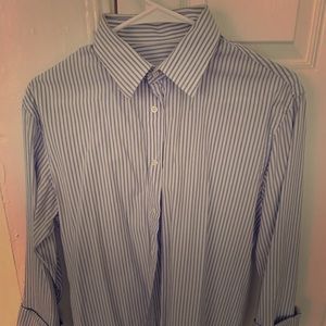 Armani dress shirt white and blue striped